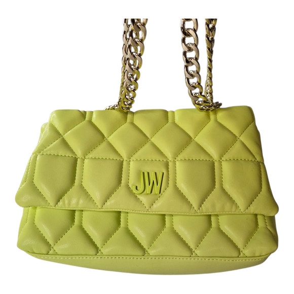 JASON WU Quilted Lime Green Bag With Thick Gold Chain Handle- NWOT - Picture 3 of 12